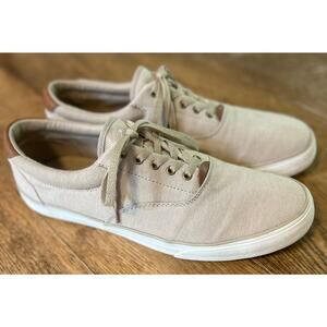 Polo by Ralph Lauren Thornton Canvas Lace up Sneaker Khaki Tan Sz 14 Preppy